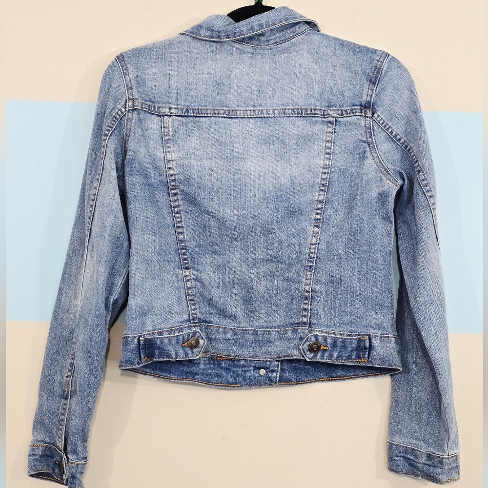 Hudson Classic Blue Distressed Cropped Jean Jacket - Picture 6 of 9